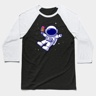 Cute Astronaut Holding Popsicle Cartoon Baseball T-Shirt